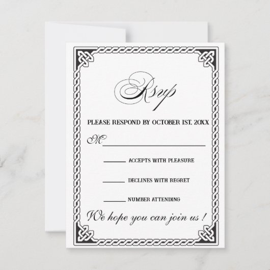 Celtic Frame Wedding RSVP Card Karte (Vorderseite)