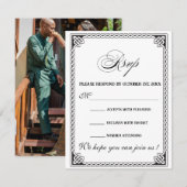 Celtic Frame Wedding RSVP Card Karte (Vorne/Hinten)