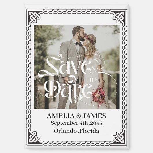 Celtic Frame Wedding Save the Date Magnet (Vorderseite)