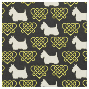 Celtic/Gadhlig geflochtenes Design Herz Gold/Rot Stoff