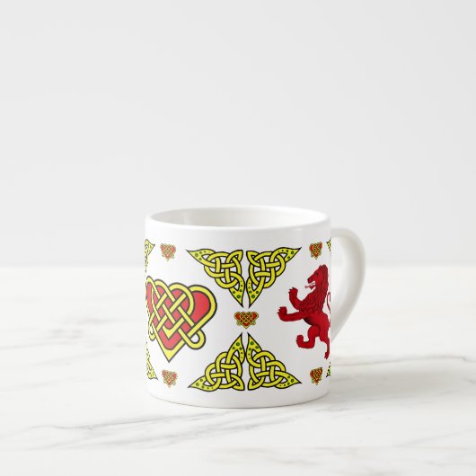 Celtic/Gadhlig heart Scotland Red Rampant Lion 2 Espressotasse (Vorderseite Rechts)