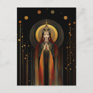 Celtic Goddess Brigid Rainbow Gold Schwarze Kunst Postkarte