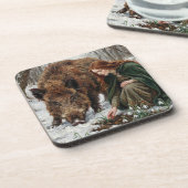 Celtic Goddess & Wild Boar Getränkeuntersetzer (Linke Seite)