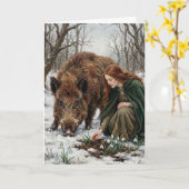 Celtic Goddess & Wild Boar Karte (Gelbe Blume)