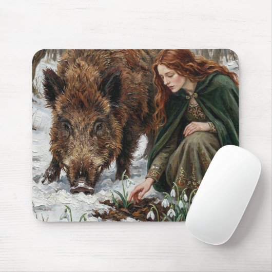 Celtic Goddess & Wild Boar Mousepad (Mit Mouse)
