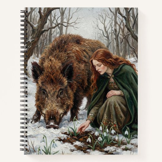 Celtic Goddess & Wild Boar Notizblock (Vorderseite)