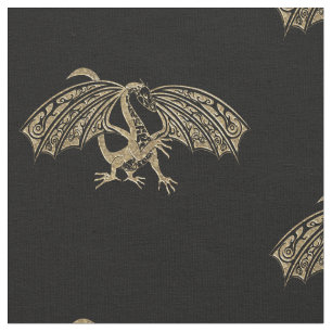 Celtic Golden Dragon Goth Stoff