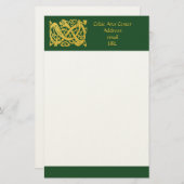 Celtic Golden Snake über Dunkles Grünes Schriftbuc Briefpapier (Vorne/Hinten)