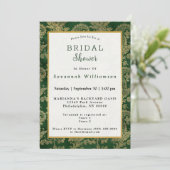 Celtic Green Gold Paisley Brautparty Einladung (Stehend Vorderseite)