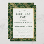 Celtic Green Gold Paisley Floral Geburtstag Einladung (Vorne/Hinten)