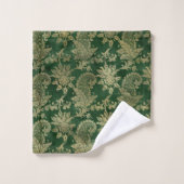 Celtic Green Gold Paisley Floral Pattern Badhandtuch Set (Waschlappen)