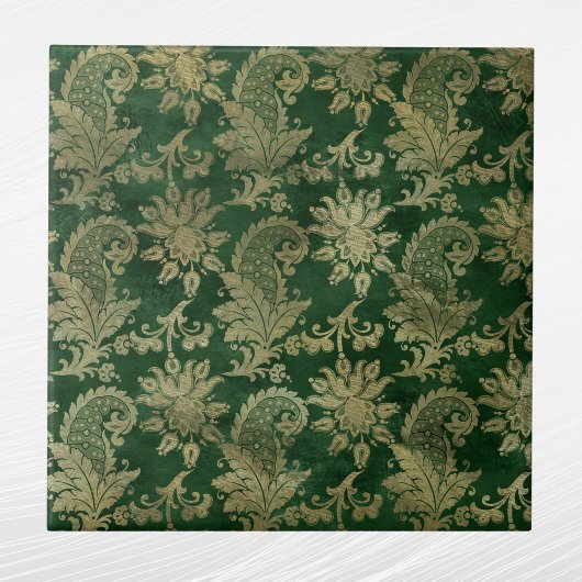 Celtic Green Gold Paisley Floral Pattern Fliese