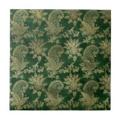 Celtic Green Gold Paisley Floral Pattern Fliese (Vorderseite)