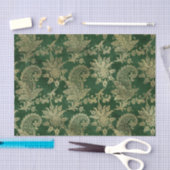 Celtic Green Gold Paisley Floral Pattern Seidenpapier (Handwerk)