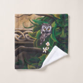 Celtic Green Man Owl Badhandtuch Set (Waschlappen)