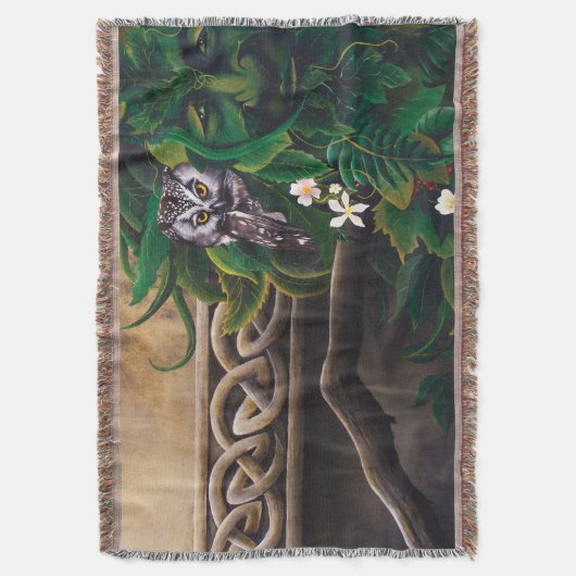 Celtic Green Man Owl Decke (Vorderseite Vertikal)
