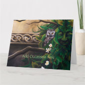 Celtic Green Man Owl Karte (Vorderseite)