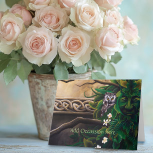 Celtic Green Man Owl Karte