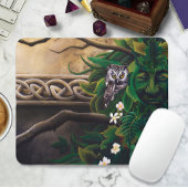 Celtic Green Man Owl Mousepad