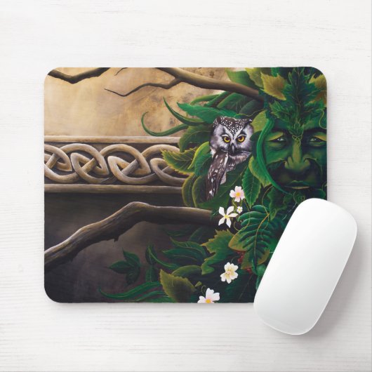 Celtic Green Man Owl Mousepad (Mit Mouse)