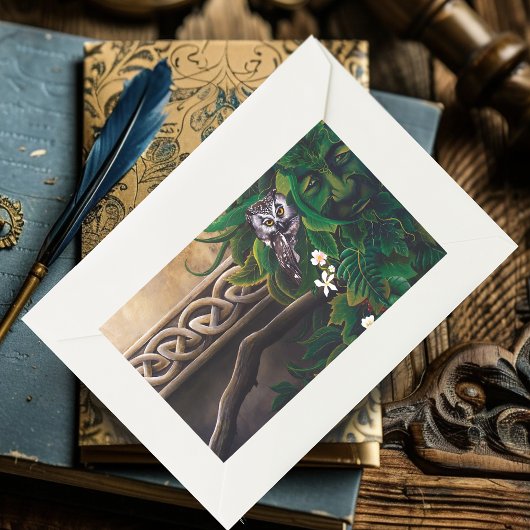 Celtic Green Man Owl Rechteckiger Aufkleber