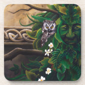 Celtic Green Man Owl Untersetzer (Vorderseite)
