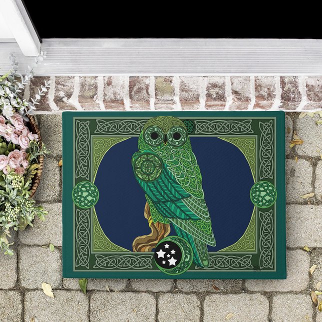 Celtic Green Owl Fußmatte (Von Creator hochgeladen)