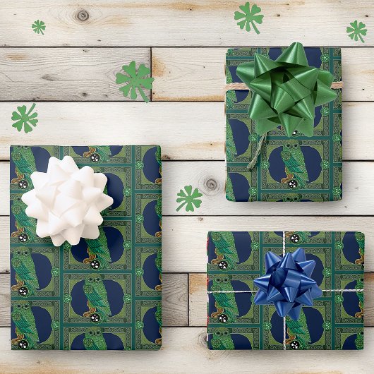 Celtic Green Owl Geschenkpapier Set