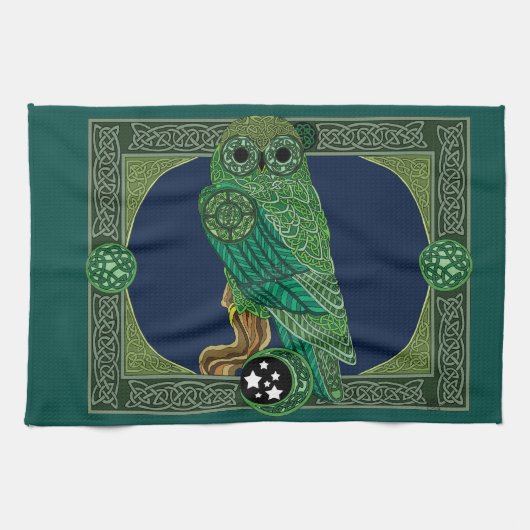 Celtic Green Owl Handtuch (Horizontal)