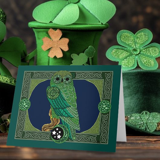 Celtic Green Owl Karte