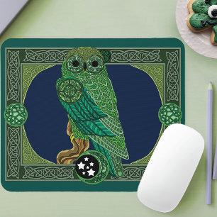 Celtic Green Owl Mousepad