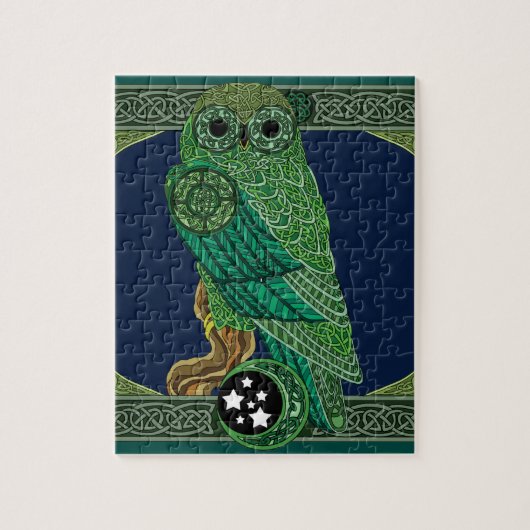 Celtic Green Owl Puzzle (Vertikal)