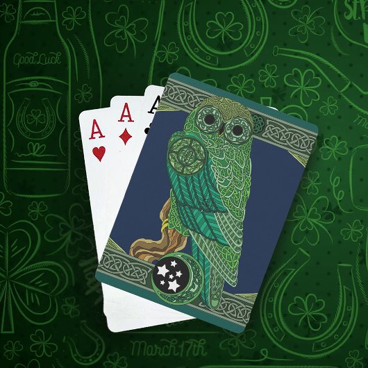 Celtic Green Owl Spielkarten