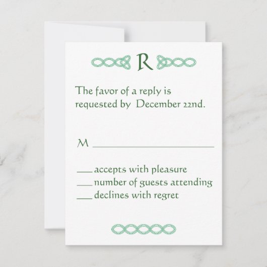 Celtic Green RSVP Card Karte (Vorderseite)