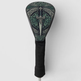 Celtic Green und Silver Sword Golf Headcover