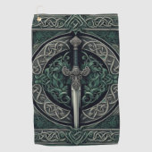 Celtic Green und Silver Sword Golfhandtuch (Vorderseite)