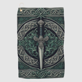 Celtic Green und Silver Sword Golfhandtuch