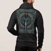 Celtic Green und Silver Sword Hoodie (Rückseite)