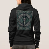 Celtic Green und Silver Sword Hoodie (Rückseite)