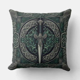 Celtic Green und Silver Sword Kissen