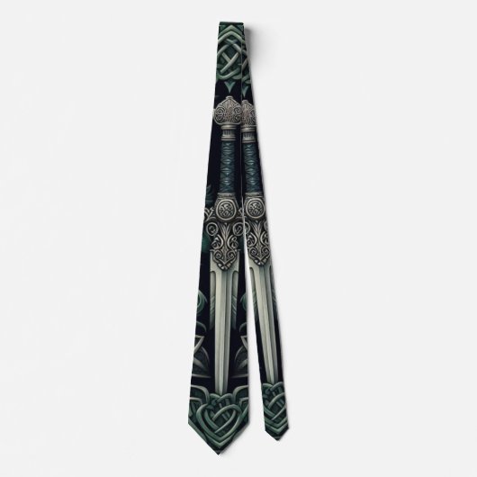 Celtic Green und Silver Sword Krawatte (Vorderseite)