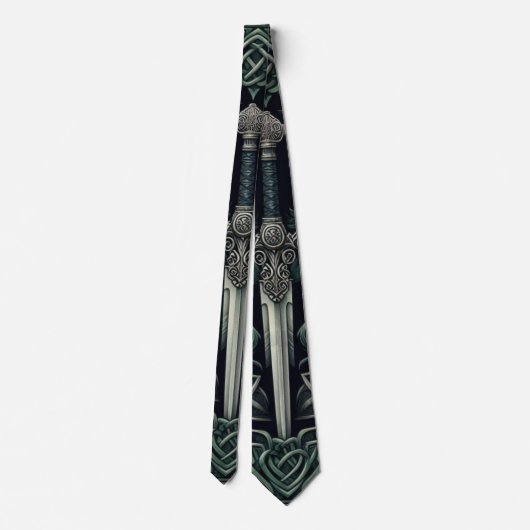 Celtic Green und Silver Sword Krawatte (Rückseite)