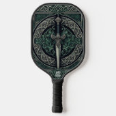 Celtic Green und Silver Sword Pickleball Schläger (Rückseite)