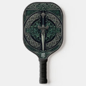 Celtic Green und Silver Sword Pickleball Schläger (Vorderseite)