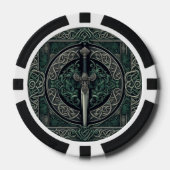 Celtic Green und Silver Sword Pokerchips (Vorderseite)