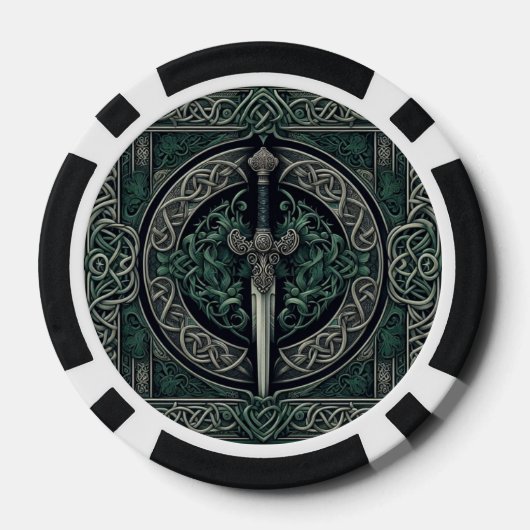 Celtic Green und Silver Sword Pokerchips (Rückseite)