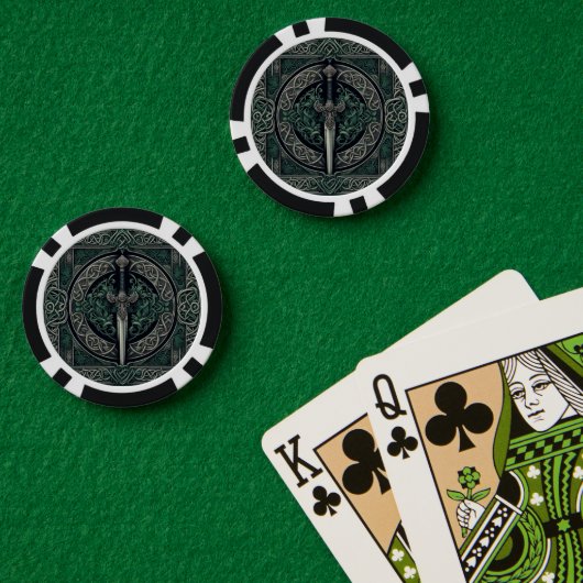 Celtic Green und Silver Sword Pokerchips (Pokertisch (doppelt))