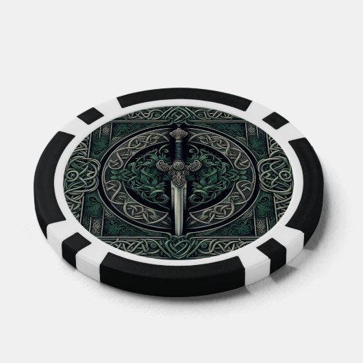 Celtic Green und Silver Sword Pokerchips (Einzeln)