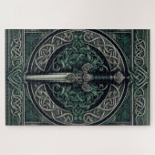 Celtic Green und Silver Sword Puzzle (Horizontal)