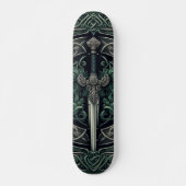 Celtic Green und Silver Sword Skateboard (Vorne)
